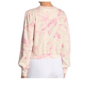 REVOLVE AFRM FOSSI TIE DYE WOMEN'S CROP SWEATSHIRT Cream Blush Pink Pullover
